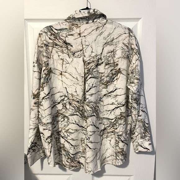 CALVIN TRAN Marble Long Sleeves Button Up Blouse Size OS - Picture 2 of 2